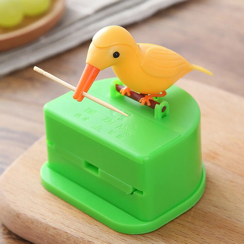 Description Picture 2 of itemToothpick Box Toothpick Storage Case Automatic Dispenser Bird Shape ABS Plastic Holder, Yellow, Pink