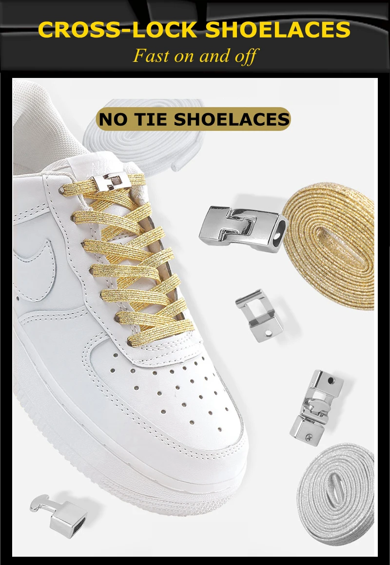 New Elastic Shoe Laces Fashion Metal Cross lock No Tie Shoelaces Suitable for all kinds of shoes child Adult flat Lazy Lace New Elastic Shoe Laces Fashion Metal Cross lock No Tie Shoelaces Suitable for all kinds of shoes child Adult flat Lazy Lace