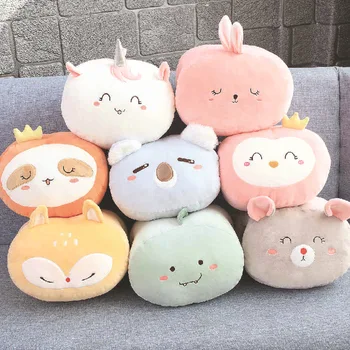 

New Cartoon Animal Warm Hand Pillow Winter Lamb Plush Mouse Rabbit Fox Pillows Cute Cartoon Toy Portable Travel Pillow Christmas