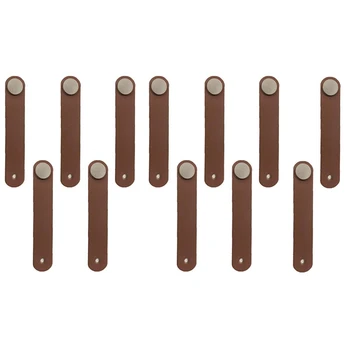 

HTHL-12Pcs Cabinet Handles Handmade Leather Dresser Drawer Knobs Pulls Door Handle Kitchen Pulls Knob Furniture Hardware Accesso