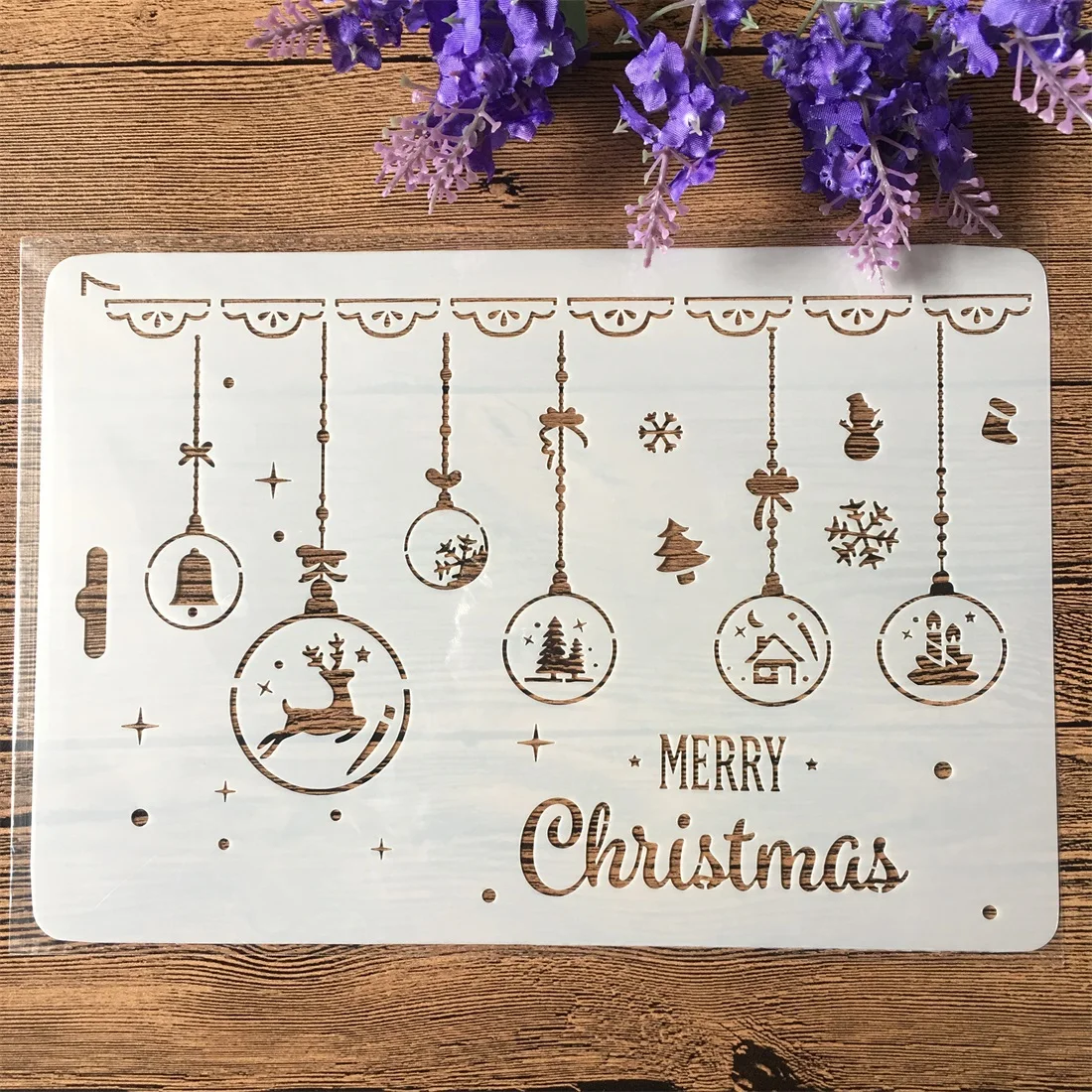 

26cm Deer Bell Merry Christmas DIY Craft Layering Stencils Wall Paint Scrapbook Stamp Embossing Album Decorative Card Template