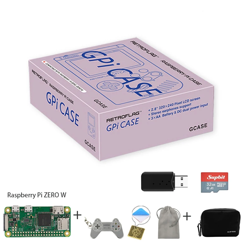 In Stock! Retroflag GPi CASE Kit with 32G Micro SD Card Heatsink Carrying Bag for Raspberry Pi Zero / Zero W / Zero 2 W 