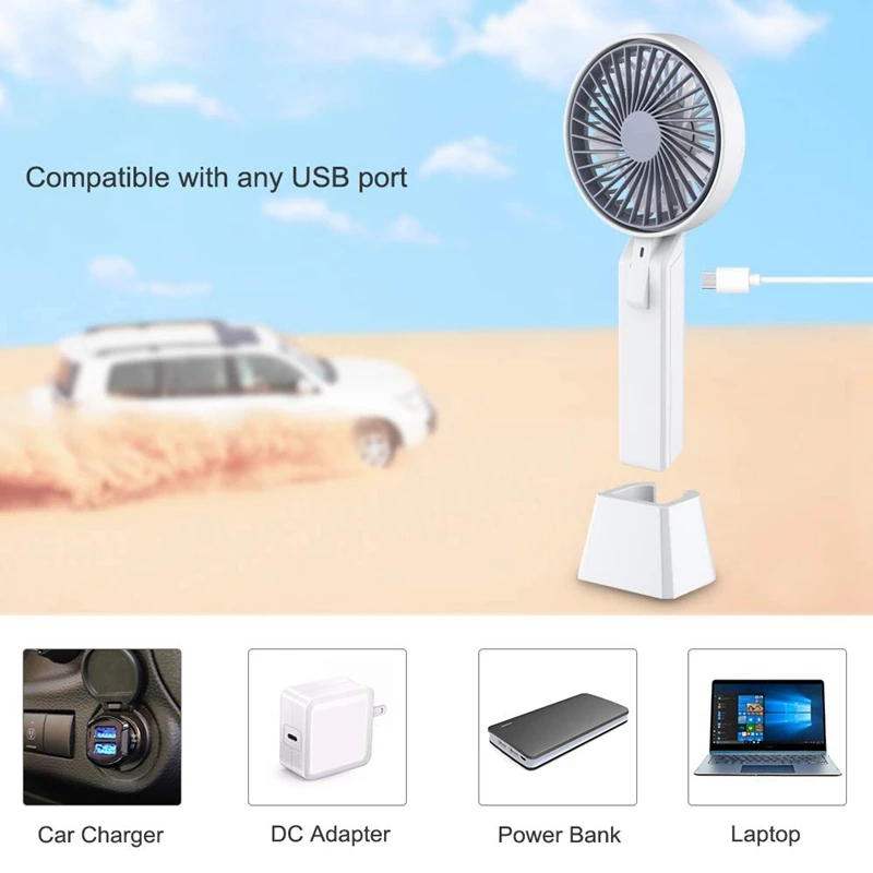 Портативный вентилятор на батарейках Настольный вентилятор Usb маленький вентилятор перезаряжаемый ручной вентилятор, 5 скоростей Электрический Персональный вентилятор с основанием сильный ветер 2