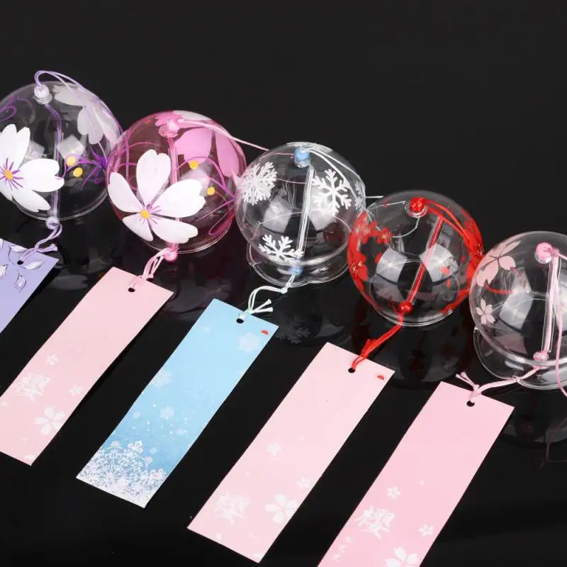 Japan Style Handpaint Sakura Glass Wind Chimes Bells Home Garden Office Hanging Decorations Beautiful Hope | Дом и сад