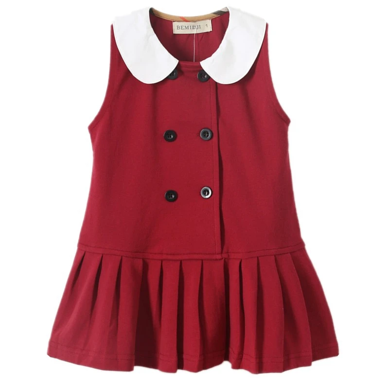 Плиссированное Платье без рукавов красного цвета для маленьких девочек