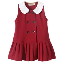 Плиссированное Платье без рукавов красного цвета для маленьких девочек