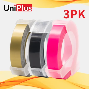 

UniPlus 3PK 3D Embossing Tape 9mm Compatible Dymo Label Maker Typewriter Motex E101 E303 DIY Label Tape Strong Adhesive Ribbon