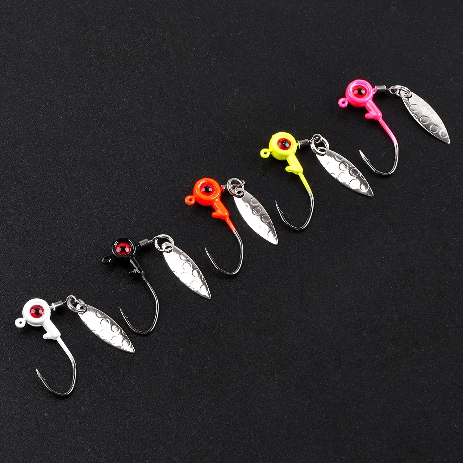 Fishing Lure Jig Head Hooks Kit - 69Pcs Lead Head Jig Hooks with Double 3D  Eyes Sharp Fishing Hooks Ball Head Jig Bait for Bass Trout