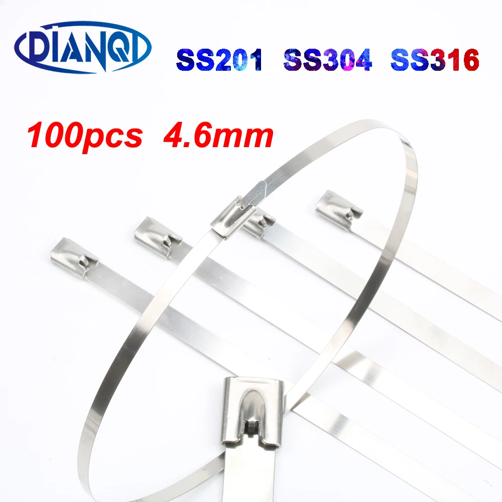 100pcs 4.6mmx550mm STAINLESS STEEL ZIP CABLE TIES LOCK TIE WRAP 