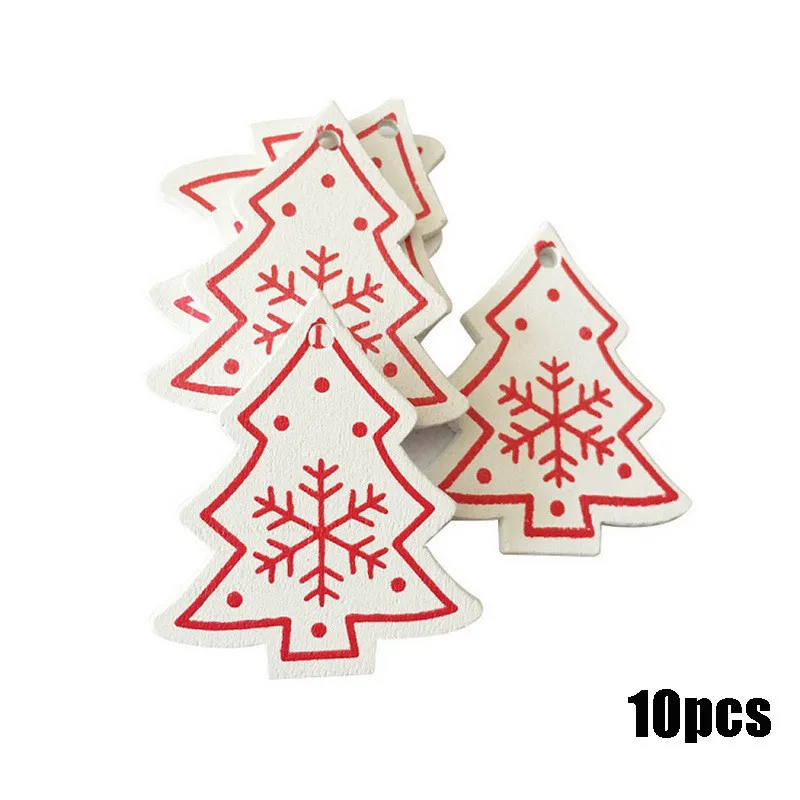 Christmas tree 2 10 шт. натуральная Деревянная Рождественская елка орнамент Деревянные Подвески Подарки Рождественская елка любовь колокольчик звезда Рождественская елка Декор украшение дома - Цвет: Christmas tree 2