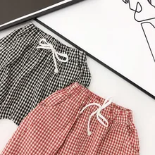 Укороченные брюки для мальчиков; сезон лето; Новинка года; стильные детские шорты в Корейском стиле; модные детские тонкие клетчатые шорты из хлопка и льна