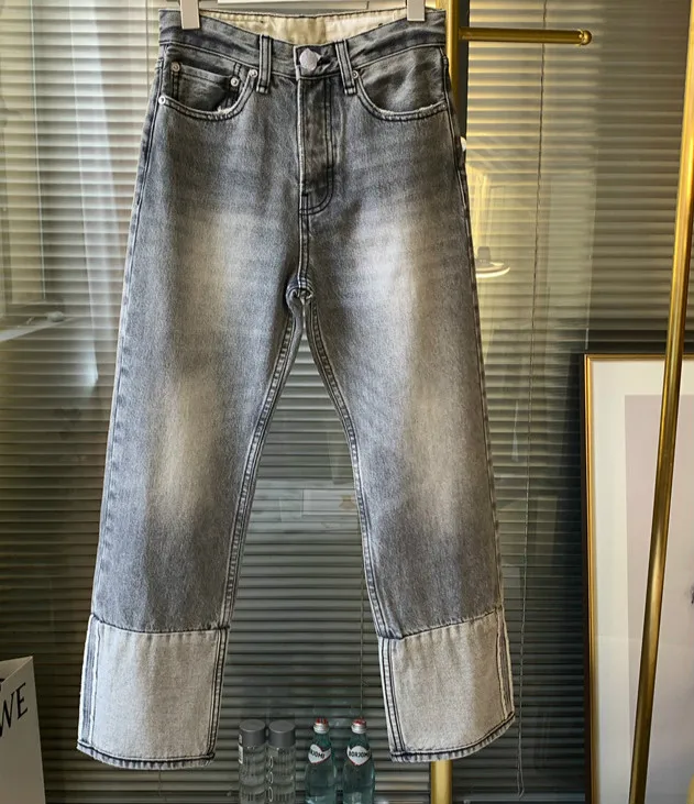 Женские джинсы с высокой талией прямые оборками 2019|Прямые джинсы| |