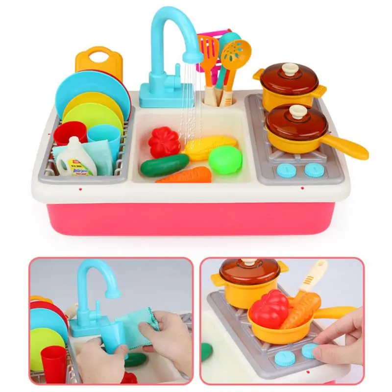 

Children Simulation Plastic Electric Dishwasher Sink Pretend Play Kitchen Toys Kids Early Education Birthday Gifts