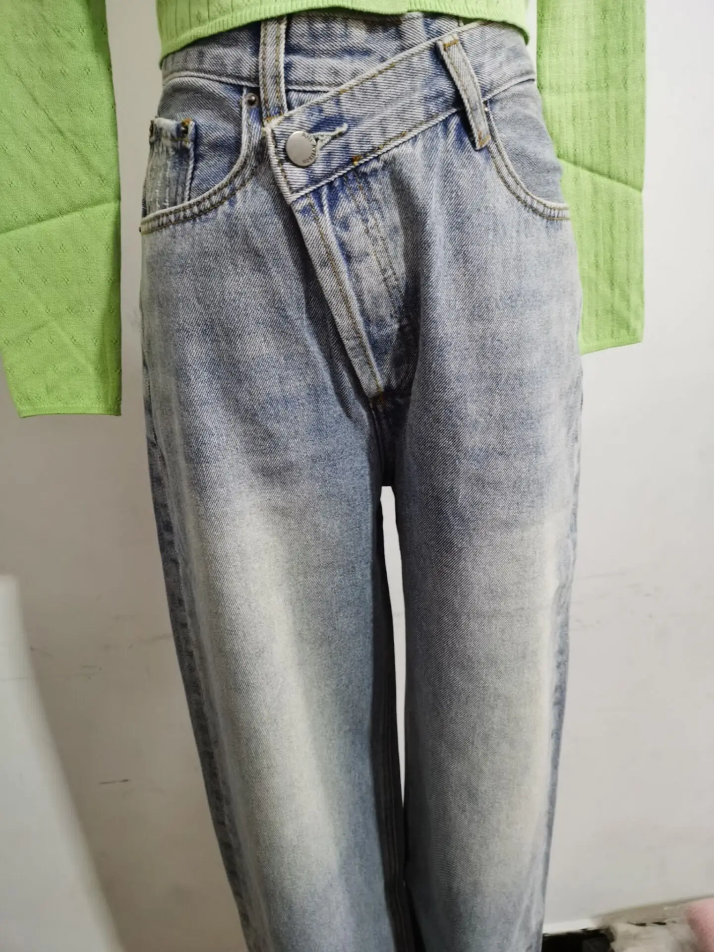 2020 Vintage High Cross Waist Mom Jeans Retro Ripped Jeans for Women Boyfriend Denim Pants High Street Long Trousers blue black