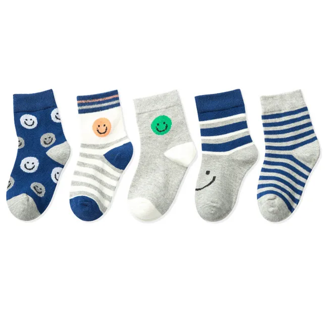 5 пар/лот, новые детские хлопковые носки на осень и зиму, милые полосатые носки с рисунком медведя для маленьких мальчиков и девочек, подарок для От 1 до 12 лет - Цвет: ML19-902