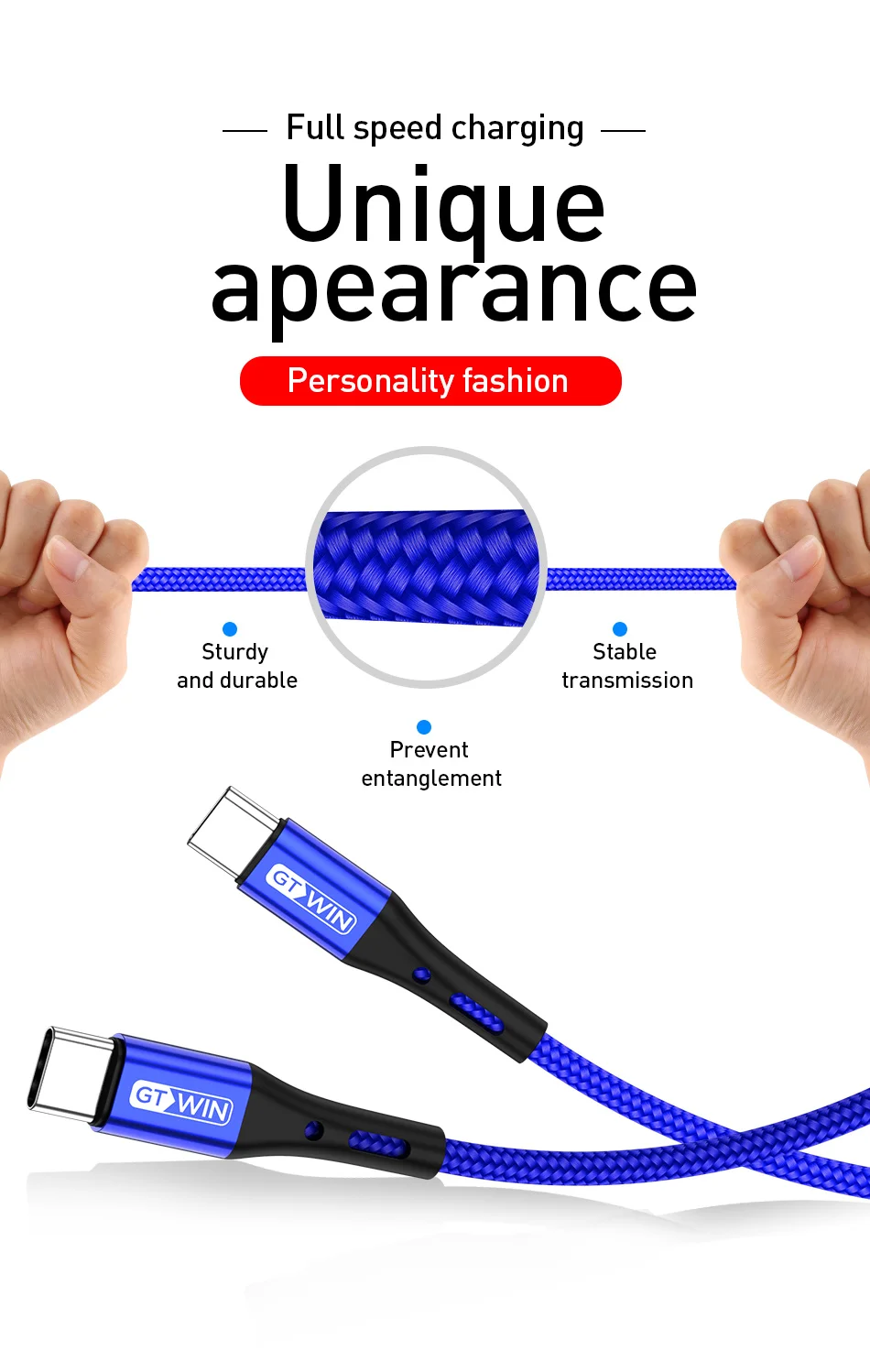 GTWIN 60 Вт USB C к usb type C кабель для Xiaomi samsung S10 S9 Plus Quick Charge 3,0 PD Быстрая зарядка для MacBook Pro Usb кабель