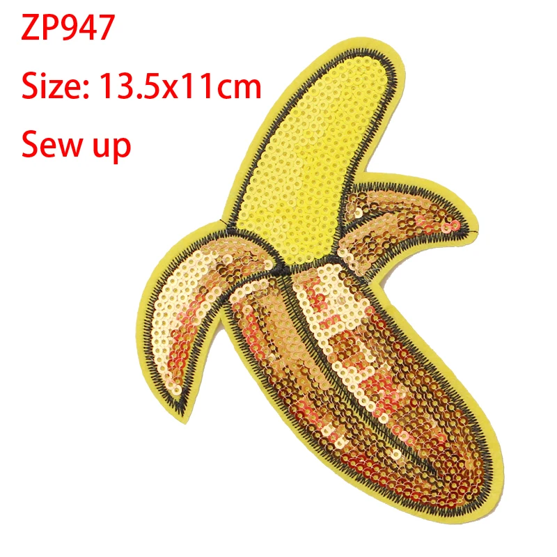 ZP947 2 шт. милые фрукты мультфильм блёстки значок железные нашивки для одежды DIY полосатая одежда Лоскутные наклейки пользовательские значки - Цвет: ZP947