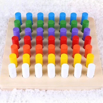 

Montessori Wooden Math Toys Colorful Cylinder Socket Blocks Toy Set Early Mathematics Learning Educational Games For Children