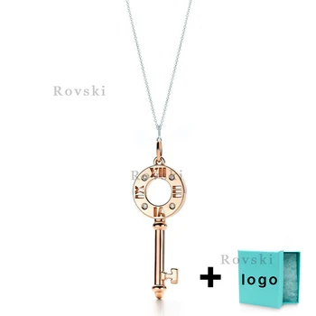 

XL TFX Rllen Classic Pure Silver Rose Gold Necklace Sweater Chain Suitable for Women's Party Jewelry Wholesale Free Delivery.