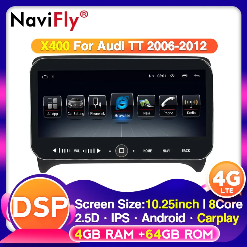 Автомобильная магнитола 10 25 дюйма 4G IPS DSP Android для Audi TT 2 8J 2006 2007 2008 2009 - 2014