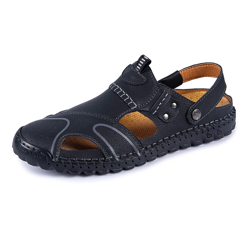 New Summer Men's Sandals Leather Breathable Soft Men's Beach Sandals Slides Handmade Sandals Roman Platform Outdoor Slippers Hot
