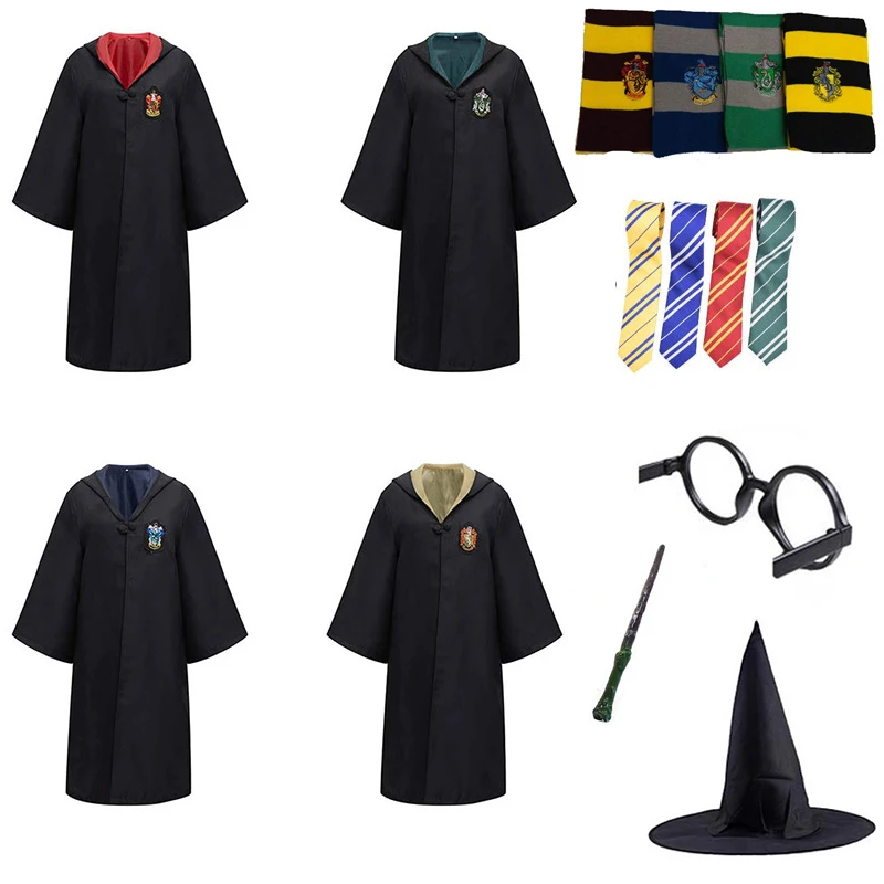 

Potter Gryffindor Slytherin Cosplay Costume Robe Cape Cloak Ravenclaw Hufflepuff Halloween Cos Costumes Gifts For Kids Adult