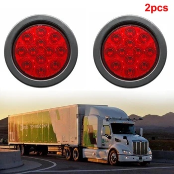 

2pcs 12V Car LED Turn Signal Light 12 LEDs Round Rear Brake Lights Stop Warning Tail Lamp For Truck Trailer Lorry RV Caravan