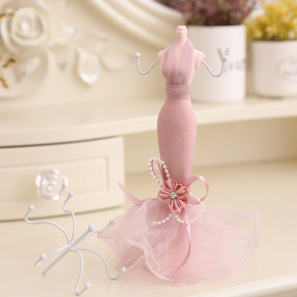 Cute Lady  Room Ornament Mannequin Dress Earring Necklace Ring Holder