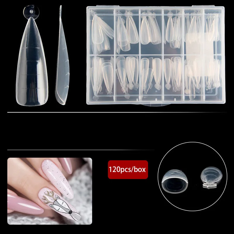 

120pcs/box Almond Design Nail Art Tips Oval Stiletto Full Cover False Nail Tips Acrylic Nail Art Salon Manicure Fake Nails