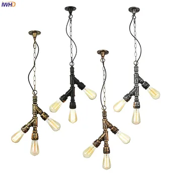 

IWHD 3 Heads Water Pipe Pendant Lights Fixtures Bar Cafe Restaurant Loft Decor Vintage Lamp Industrial Pendant Lighting LED