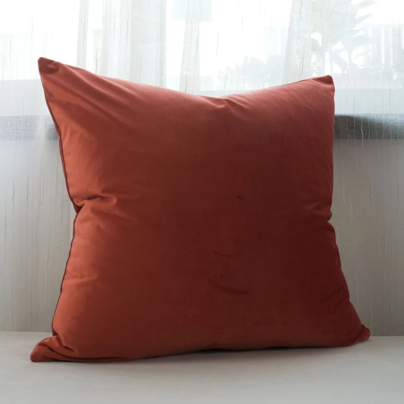 

Soft Velvet Pillowcase Cushion Cover Orange Tangerine Bed Sofa Chair Pillow Cover No Balling-up Without Stuffing
