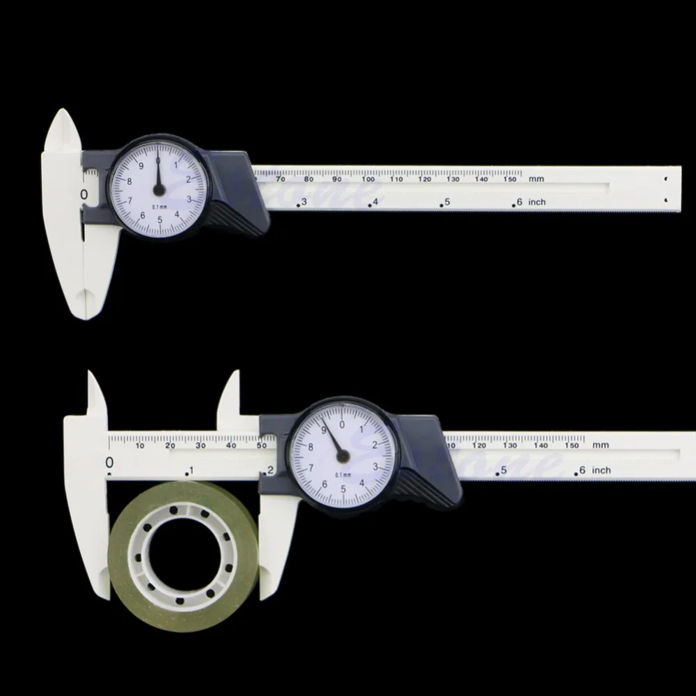 

Drop Ship New 150mm 6inch Dial Caliper Plastic Vernier Caliper 4Way Gauge Micrometer 0.1mm