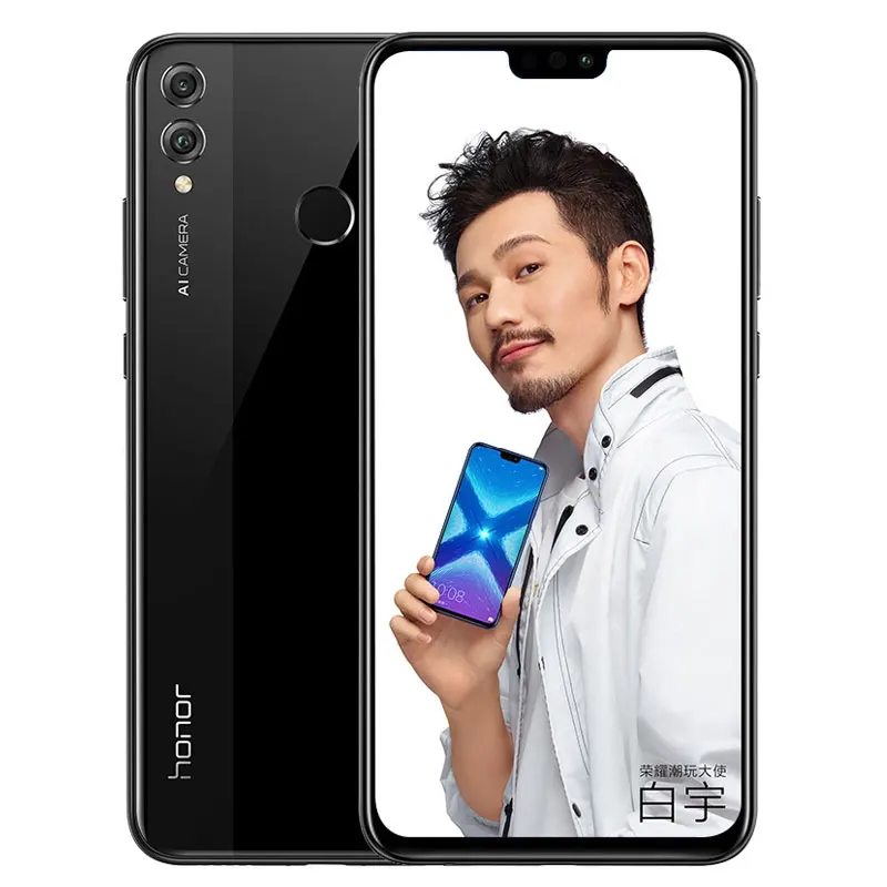 Мобильный телефон HONOR 8X с глобальной прошивкой, 4 ГБ, 64 ГБ, Восьмиядерный процессор Kirin 710, 6,5 дюймов, Android 9,0, 3750 мА/ч, сканер отпечатков пальцев, 20 МП