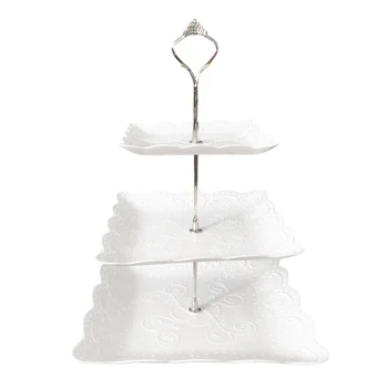 

3 Tier Food Storage Festival Fruit Plate Serving Platter Party Wedding Square Round Cake Stand Gift Baking Shelf Dining Room