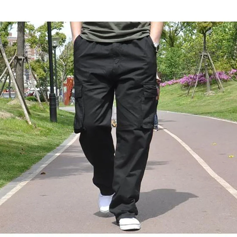 Men Plus Large Size Cargo Pants Cotton Straight Oversize Tracksuit