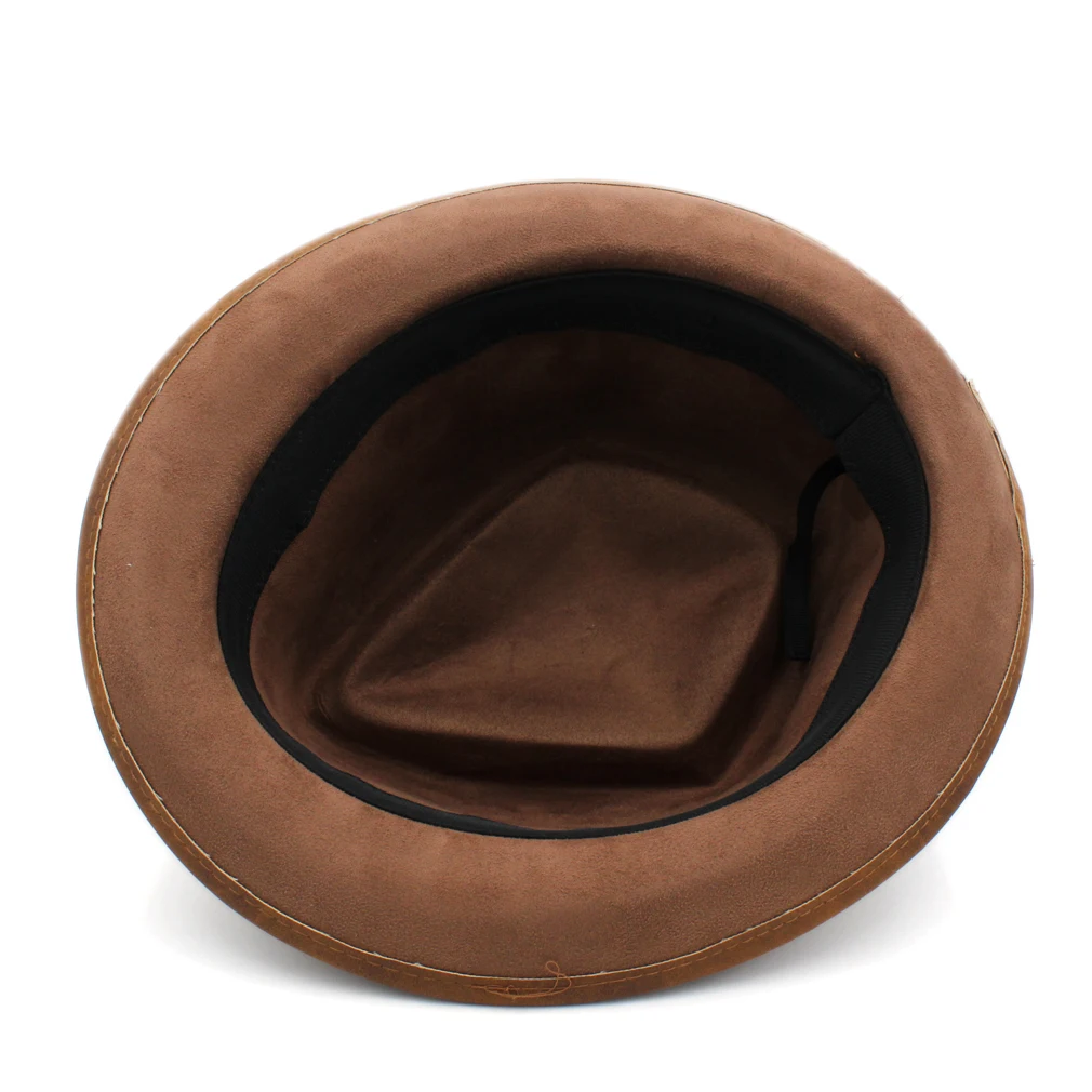 Mistdawn Unisex Porkpie свиная Кепка коричневая искусственная кожа Федора джазовая шляпа с