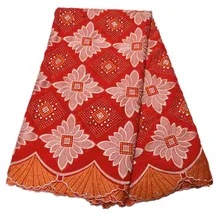 Новейший дизайн африканская вуаль кружевная ткань Высокое качество красная швейцарская вуаль кружево хлопок африканская кружевная ткань с камнями для платья