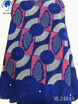 

BEAUTIFICAL Nigerian Cotton Fabric Voile Lace Cloth Style 5 yards Afrcan Dry Lace Fabric Voile ML34R45