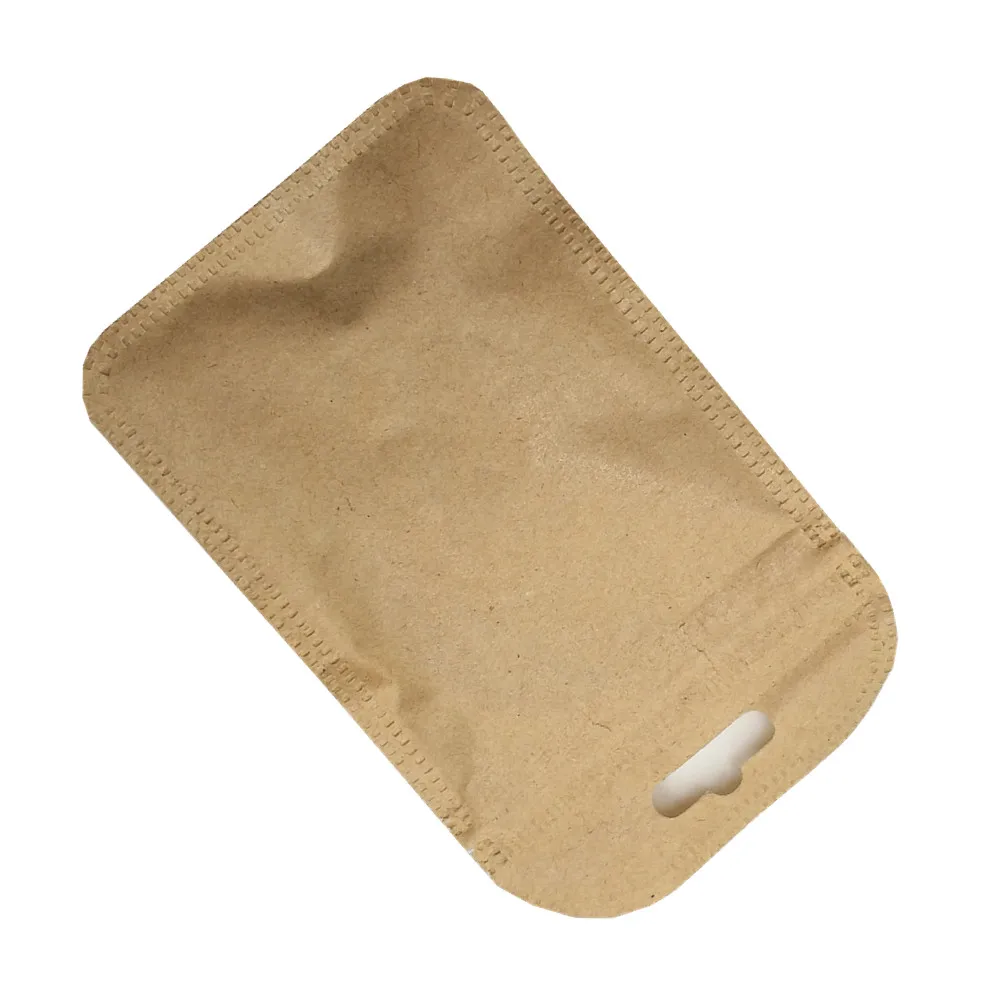 7x11cm průhledný hnědá kraftového papír zip zamknout balíček brašna s pověsit díra grocery elektronika úložný pouches DIY řemesel balení pytle