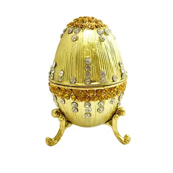 

Hand Painted Jewelry Trinket Box with Rich Enamel and Sparkling Home Decor Easter Day Collectible Rhinestone Unique Gift