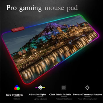 

Yuzuoan Programming XXL Mouse Pad Japan Snow Mountain Lighthouse Non-slip Lock-edge RGB Gaming Mouse Pad LED Colorful Luminous