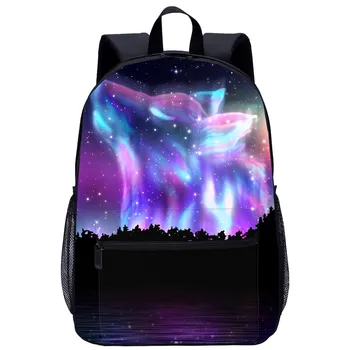 

Personality 3D Print Wolf Big Student Backpack Large Capacity College Student Shoulder Bag Wiith Laptop Compartment