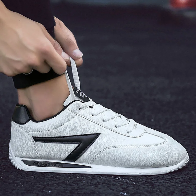 White leather sneakers boys sport vulcanized shoes men comforthable spring sneakers mens casual shoes