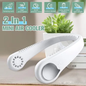 

2In 1Mini USB Portable Fan Neck With Rechargeable Battery Ultra quiet wind Wearable Fan handheld Air Cooler Conditioner for Room