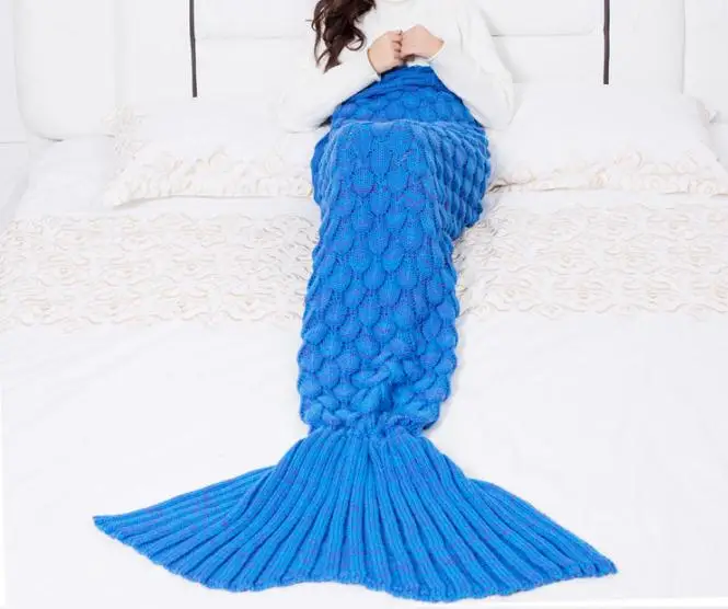 Детское одеяло русалки для маленьких девочек, детские одеяла-кондиционеры, диван, спальный мешок вязанный крючком, вязаное одеяло
