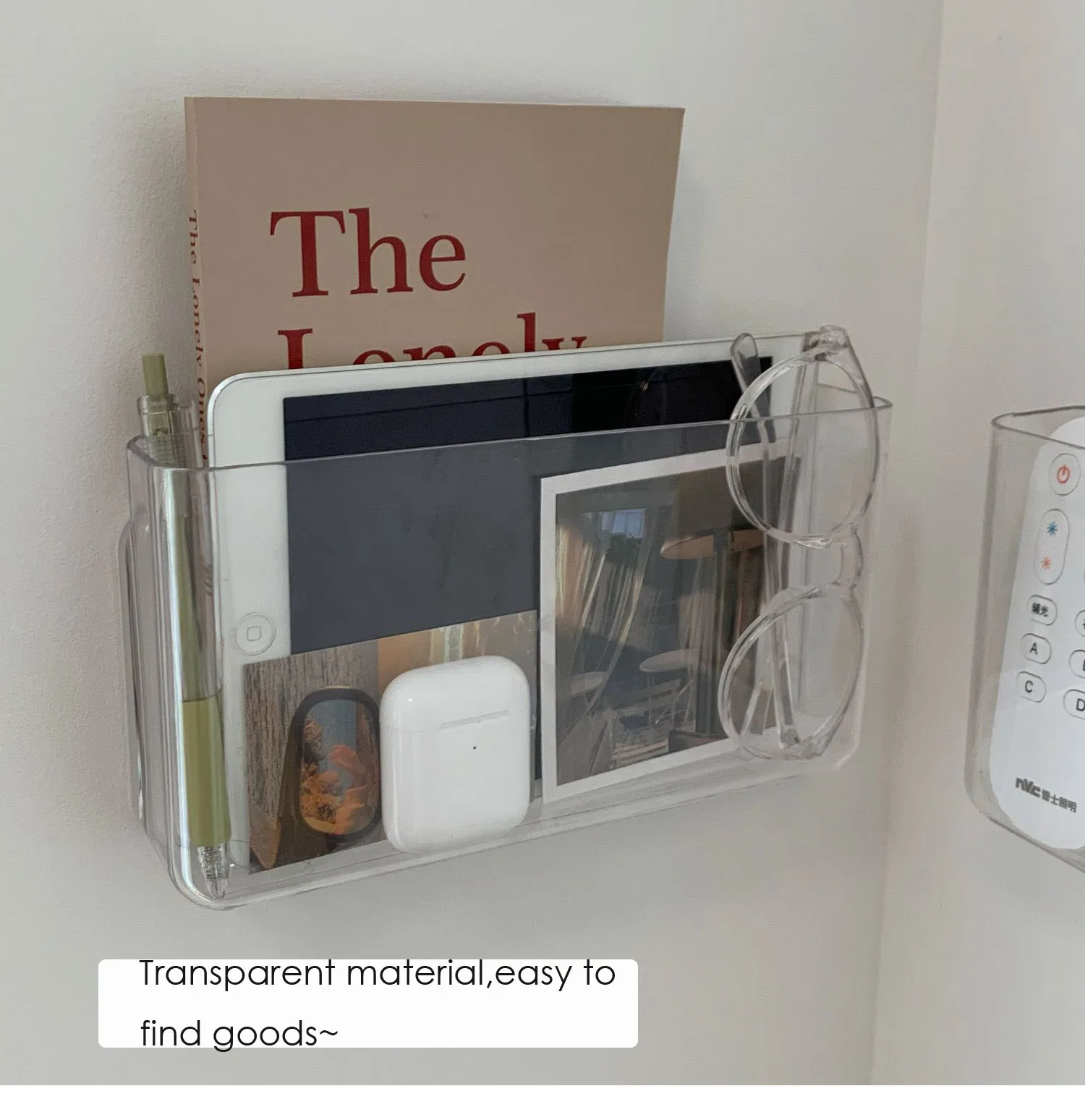Wall Hanging Storage Bag Transparent Acrylic Dormitory Organizer Without Punching Student Bedroom