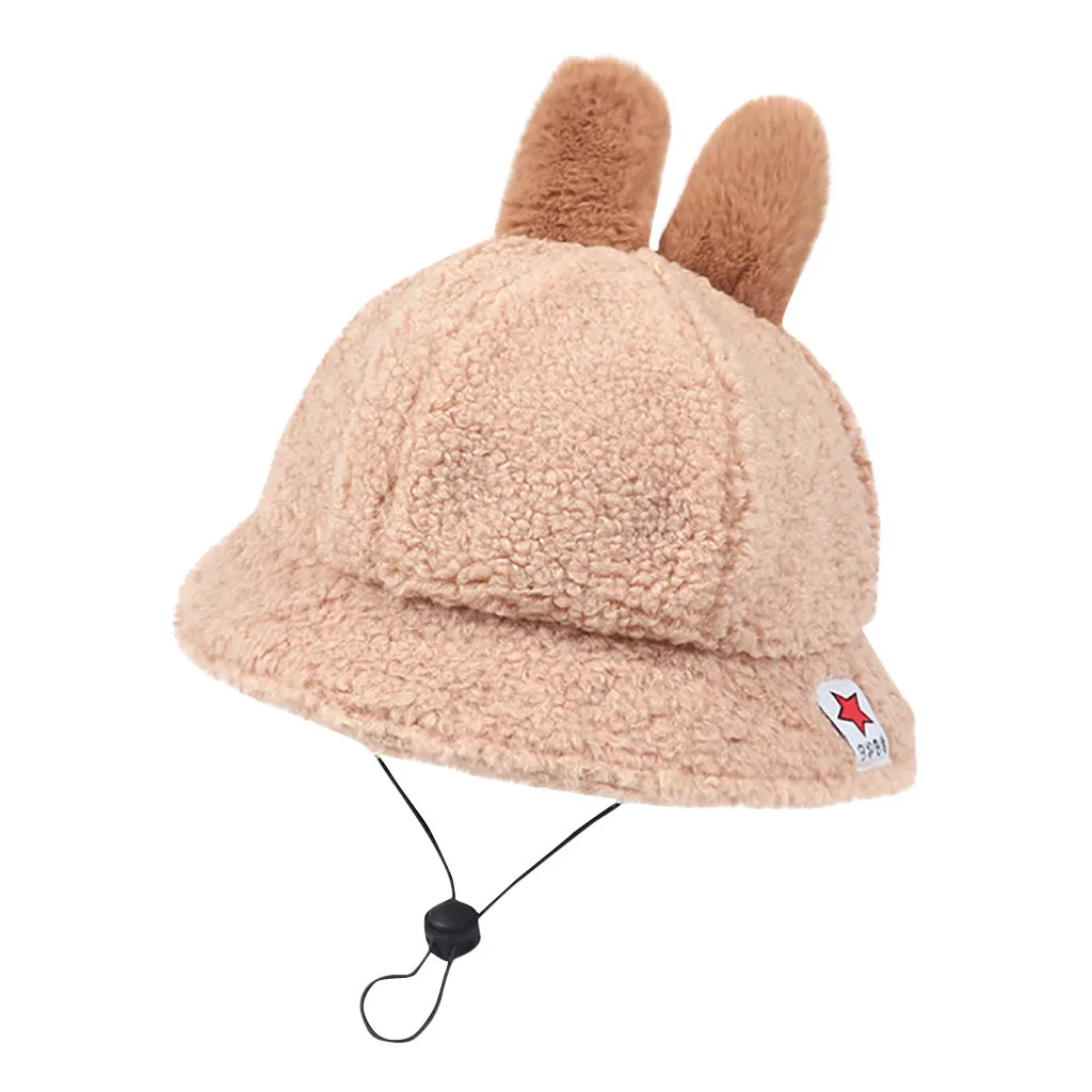 Beige Однотонные женские головные уборы с медвежьими ушками; модные детские теплые уличные головные уборы из овечьей шерсти с героями мультфильмов - Цвет: Beige