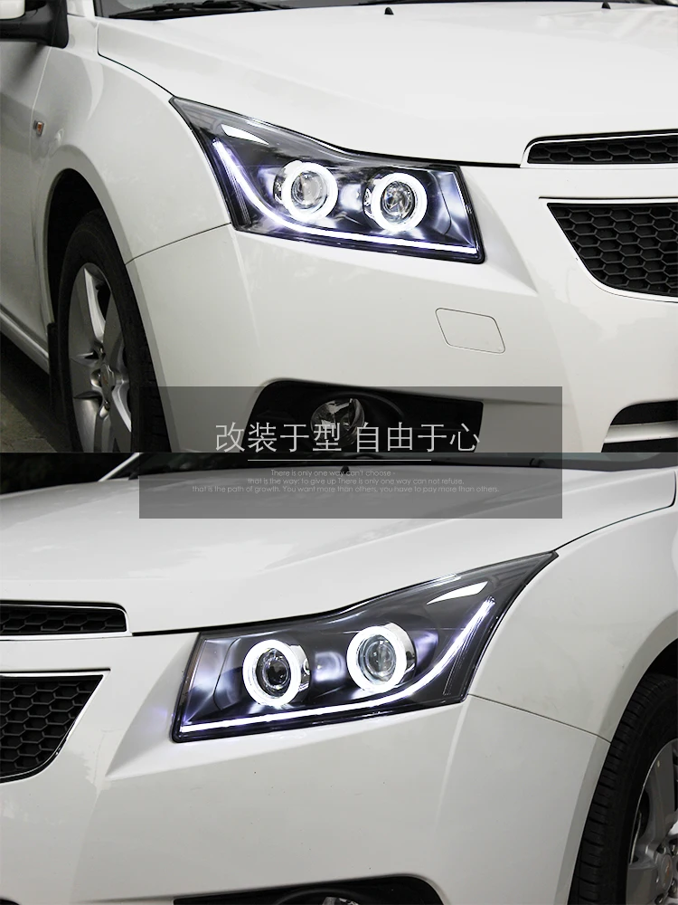 Автомобильный Стайлинг головная лампа для Cruze led фары 2009- angel eye led drl HID комплект Биксеноновые линзы ближнего света
