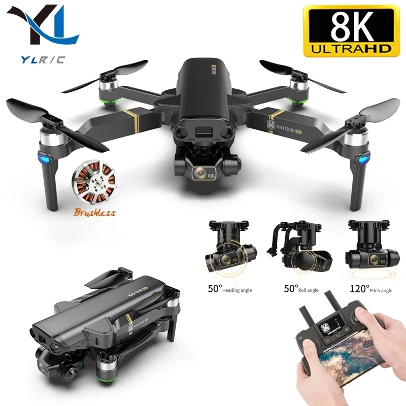 Dron con cámara de cardán de 3 ejes, cuadricóptero con Gps, 6k, 5g, Wifi, Motor sin escobillas, tarjeta TF, 25 minutos de vuelo, distancia de 1,2 km