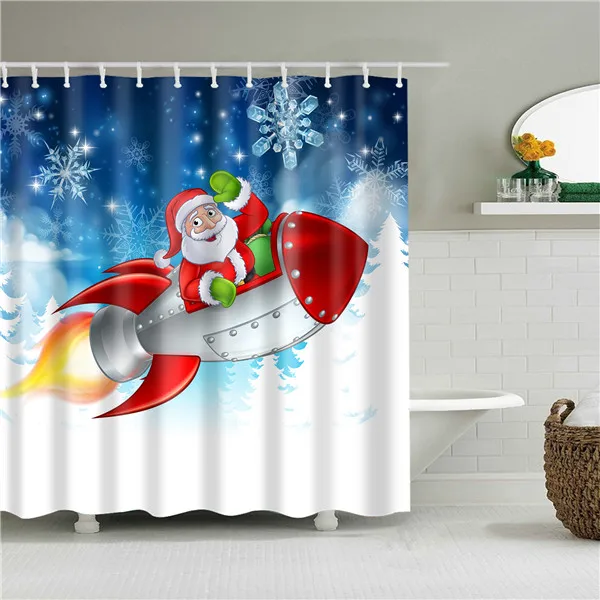 Merry Christmas занавески для душа в ванную, Рождественские елки, подарок, снеговик, занавески для душа, Frabic, водонепроницаемый полиэстер, с крючками - Цвет: 4